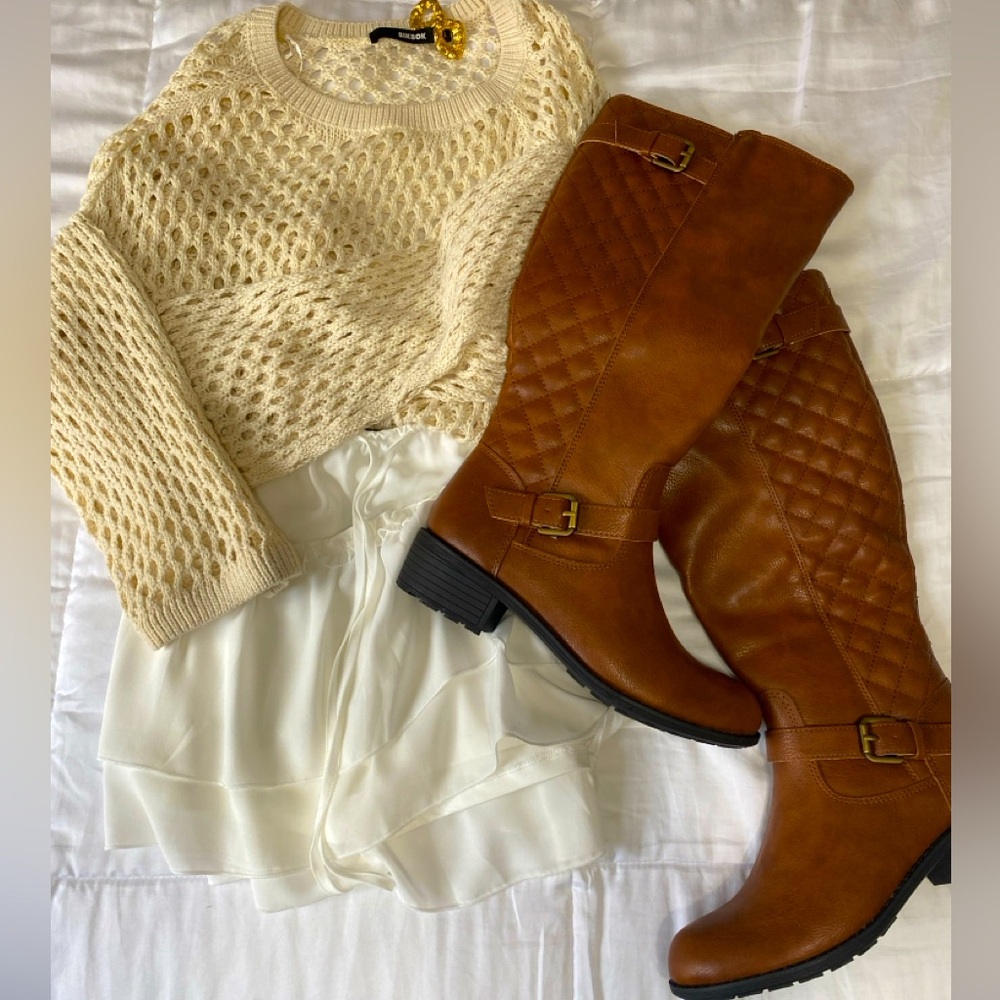 St. John’s Bay Brown Leather Boots Wide Calf